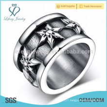 Silver gothic flower engraved ring,stainless steel punk rock jewellery